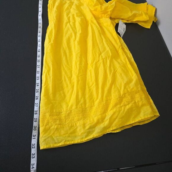 Catherines Womens Embroidered Semi Sheer Tunic Top Sz 2X Yellow Boho Peasant NWT - Picture 7 of 7